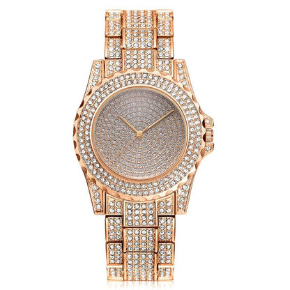 sengpan easter gifts for women  Iced Out Watches Luxury Date Quartz Wrist Watches With Micropave CZ Stainless Steel Watch For Women Men Jewelry