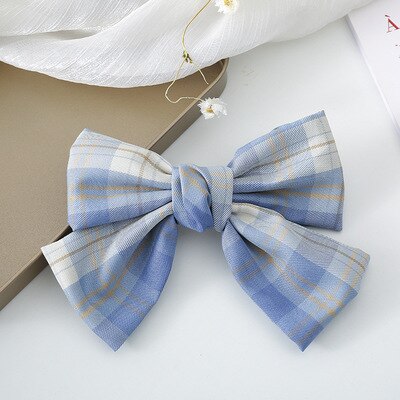 sengpan Women Girl Big Plaid Bow knot Tie Barrette Hair clips Hairpins Fashion Korean Lady Head wear Accessories Wholesale Gifts Party