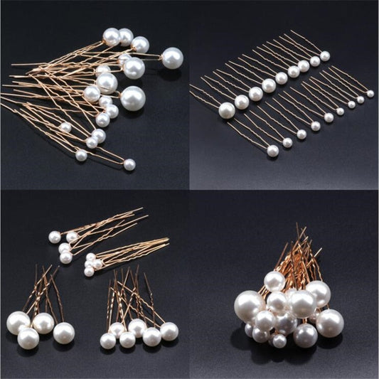 sengpan bridal jewelry set for wedding Fashion U-shaped Pin Metal Barrette Clip Hairpins Simulated Pearl Bridal Tiara Hair Accessories Wedding Hairstyle Design Tools