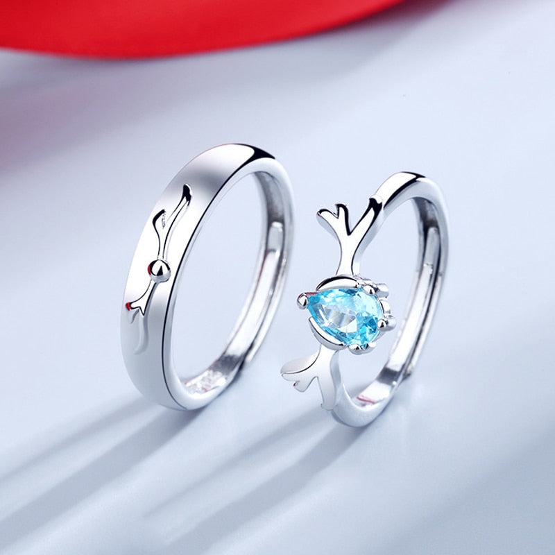 sengpan CHEISTMAS gifts for her 2 Pcs Sun Moon Lover Couple Rings Simple Opening Ring For Couple Men Women Wedding Engagement Promise Valentine's Day Jewelry