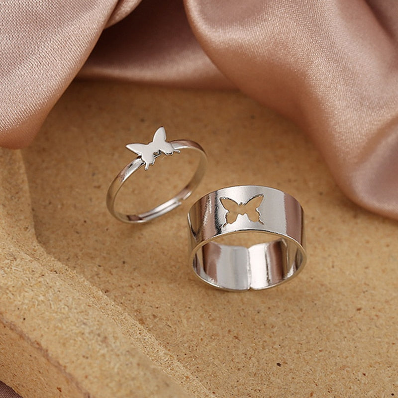 sengpan CHEISTMAS gifts for her 2 Pcs Sun Moon Lover Couple Rings Simple Opening Ring For Couple Men Women Wedding Engagement Promise Valentine's Day Jewelry