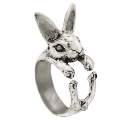 sengpan Vintage Chic Rabbit Animal Knuckle Rings for Women Girls Charm Gothic Punk Frog Cat Octopus Opening Finger Rings Fashion Jewelry