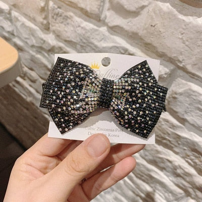 sengpan Barrette for Women Girl Rhinestone Crystal Big Bow Knot Hair Clip Hairpin Geometric Accessories Wholesale