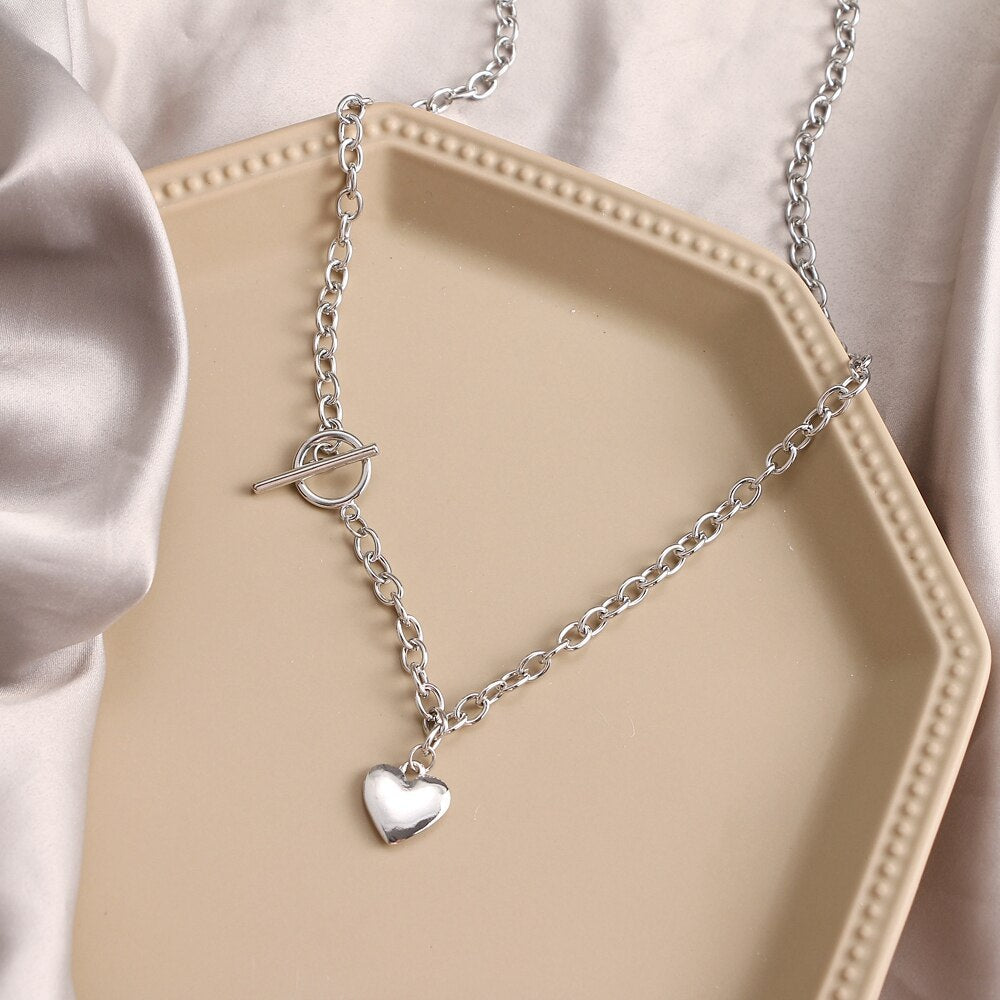 sengpan Christmas gifts ideas Punk Pearl Chain Necklace For Women Butterfly Dog Tag Heart Pendants Necklaces Women's Neck Chain Jewelry On The Neck