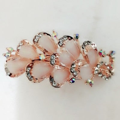 sengpan Barrette For Women Girl Rhinestone Crystal Big Hair Clip Hairpin Rose Peacock Flower Floral Head Accessories Wholesale