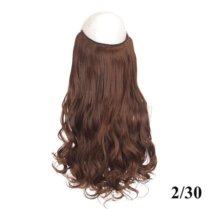 sengpan Synthetic 24inch Invisible Hair Wire Without No Clip Hair Extension Fishing Line Wig Wavy Hair Female False Hair Piece