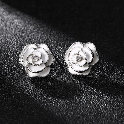 sengpan Famous Luxury Brand Designers Jewelry Earring Small Camellia Flowers Charm Fashion Stud Earrings For Women