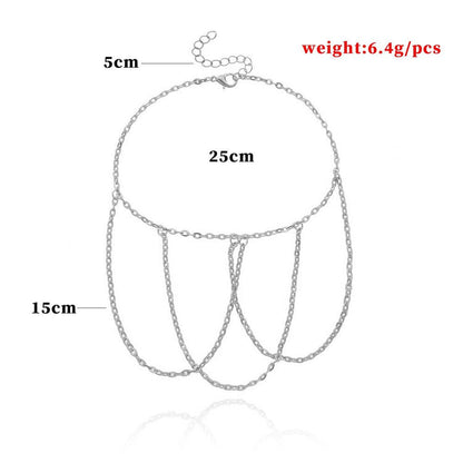 sengpan  gifts for women Handmade Metal Silver Gold Tassel Arm Chain Bracelets Hand Accessories for Women Multi-layer Metal Armband Chain Body Jewelry