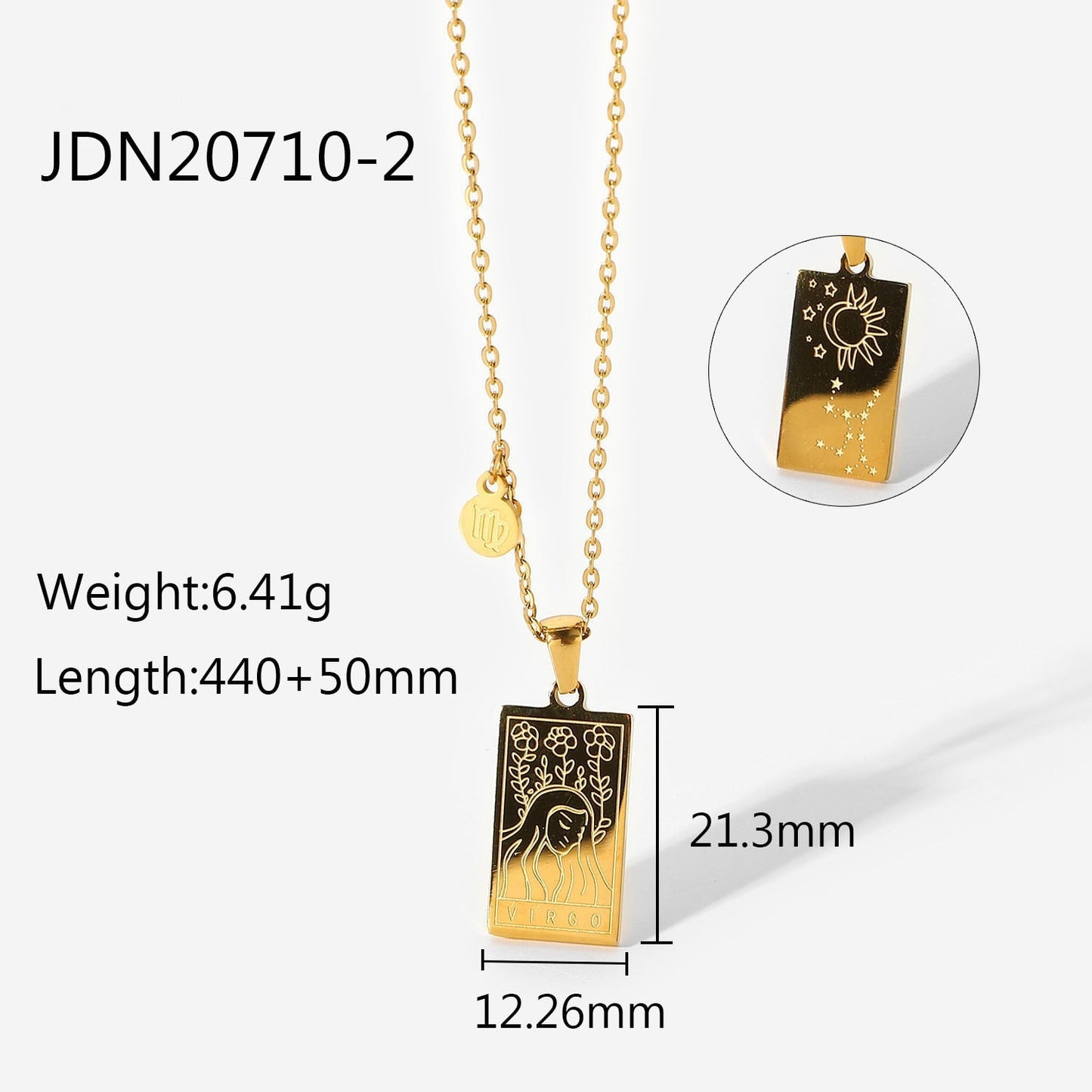 sengpan Women Jewelry 12 Constellations Necklace Stainless Steel Scorpio Leo Virgo Libra Aquarius Taurus Gold Square Pendant Necklaces