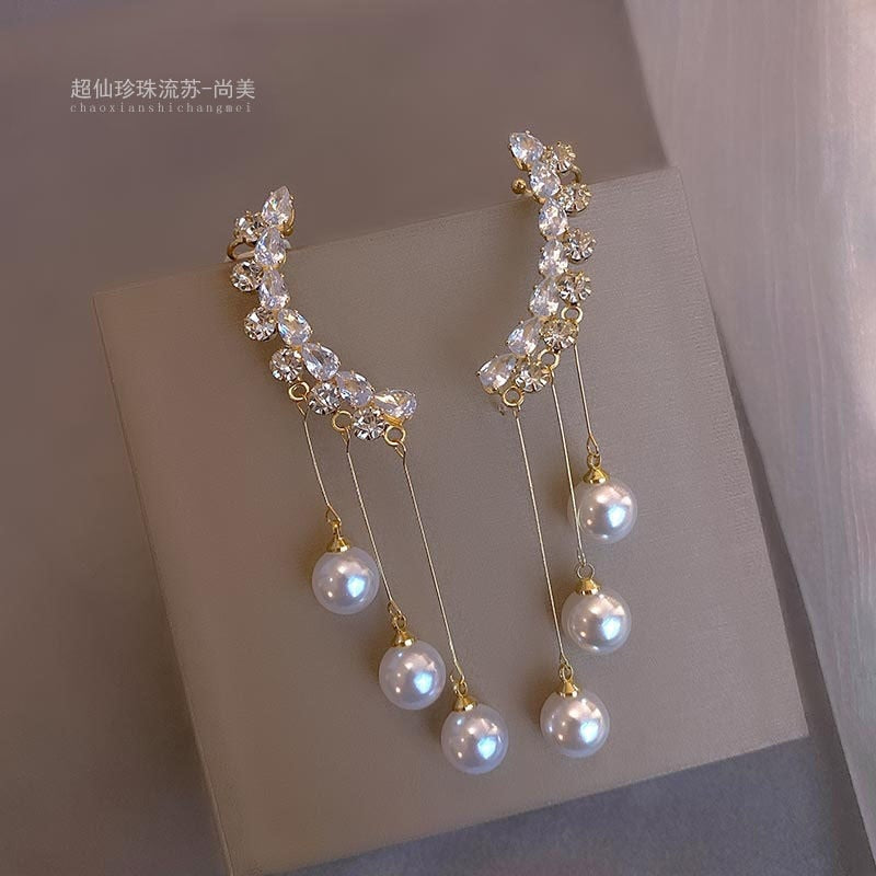 sengpan A Two Wear Pearl Earrings In South Korea Fashion All-match Temperament High Sense Earrings Women In New Tide Earrings Women