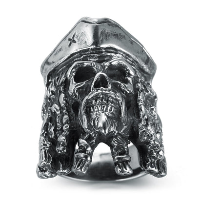 sengpan for men Vintage Punk Gothic Men's Premium Carbide Captain Skull Ring Biker Jewelry for Male Fashion Jewelry Wholesale