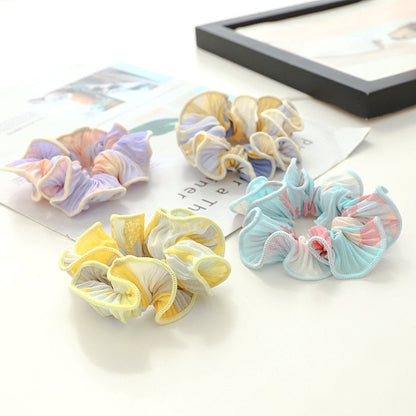 sengpan Tie-dye Folds Print Sweet Scrunchies for Women Girl Elastic Hair Band Ties Accessories Wholesale Korean Rubber Rope Dropshipping