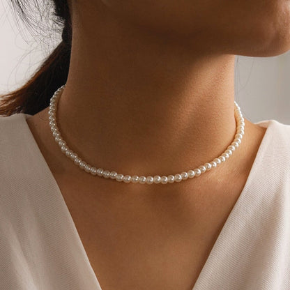 sengpan christmas wishlist valentines day gifts for her  White Imitation Pearl Choker Necklace for Women Wedding Jewelry Charm Clavicle Chain New Fashion Party Jewelry