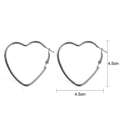 Lianfudai Big Heart Women's Hoop Earrings Metal Buckle Exaggerated Loop Earrings Punk Fashion Female Ear Jewelry new in aretes de mujer