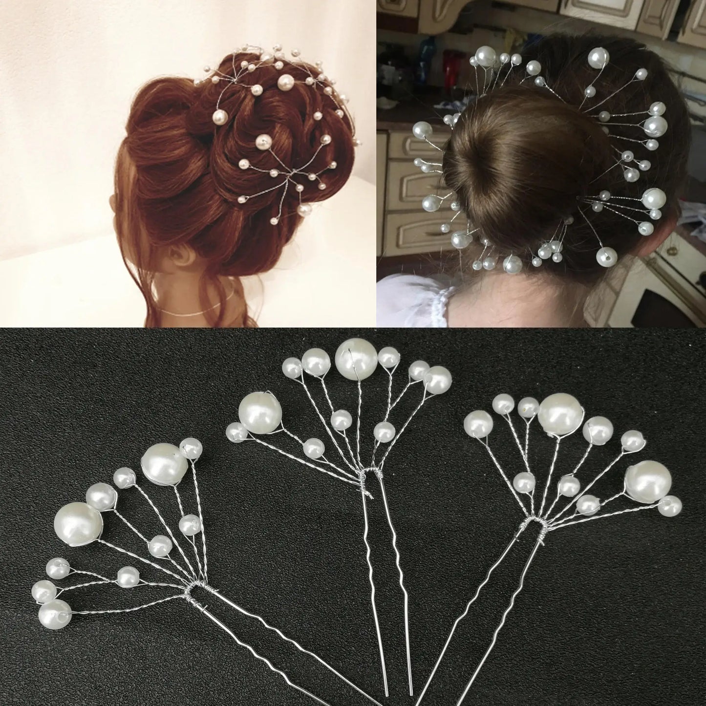 sengpan Women U-shaped Pin Metal Barrette Clip Hairpins Simulated Pearl Bridal Tiara Hair Accessories Wedding Hairstyle Design Tools