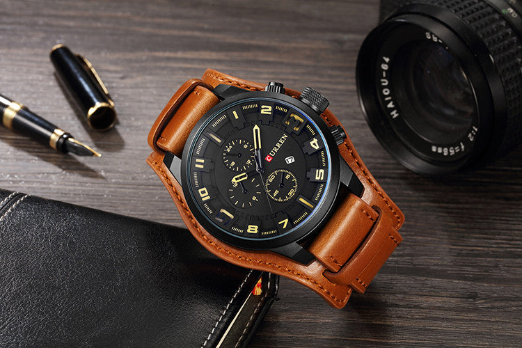 sengpan  gifts for men Top Brand Luxury Mens Watches Male Clocks Date Sport Military Clock Leather Strap Quartz Business Men Watch Gift