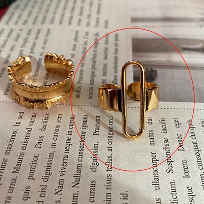 sengpan Vintage Ring For Women Gold Ring Open Ring Simple Temperament Versatile Personality Jewelry New Fashion Ins wind