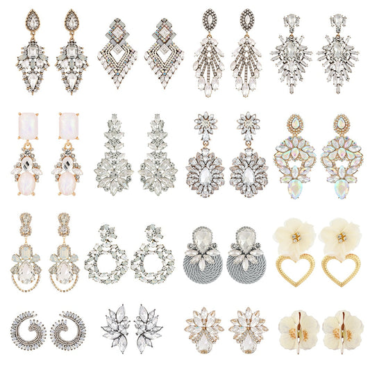 sengpan New Clear Crystal Earrings For Women Rhinestone Jewelry Geometric Accessories Long Big Bijoux Wedding Party Christmas Gift