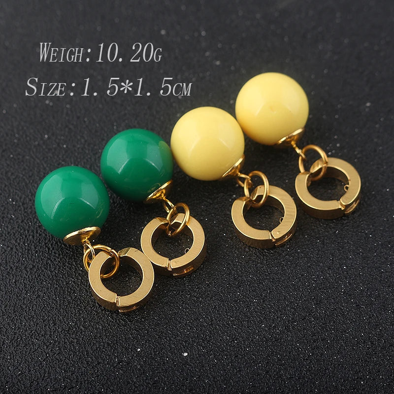 sengpan Potara earrings Cosplay Charm Earrings Yellow And Green Round Eardrop Earrings Jewelry For Women Girls Lovely Gift