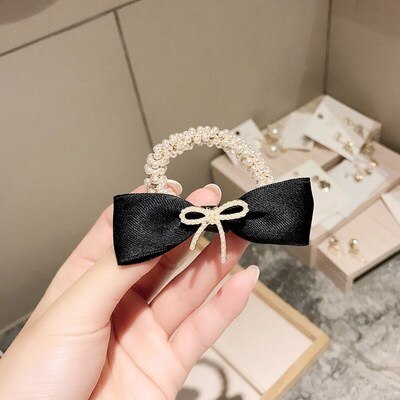 sengpan Women  Scrunchies Hair Ties Elastic Rubber Bands Adult Pearl Bow Knot Bear Animal Fashion Girl Korean Accessories Lady Wholesale