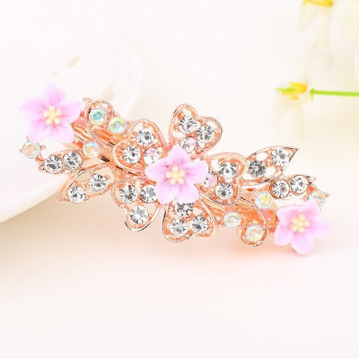 sengpan Barrette For Women Girl Rhinestone Crystal Big Hair Clip Hairpin Rose Peacock Flower Floral Head Accessories Wholesale