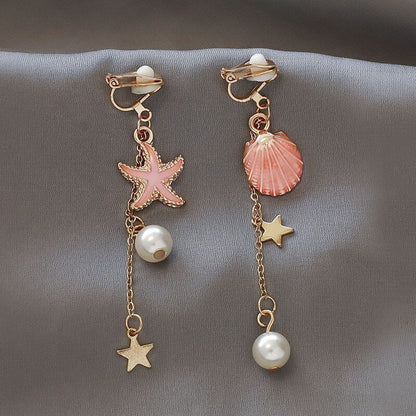 sengpan Fashion charm Creative pearl clip on Earrings Cute Handmade Earrings Womens ear clips Jewelry