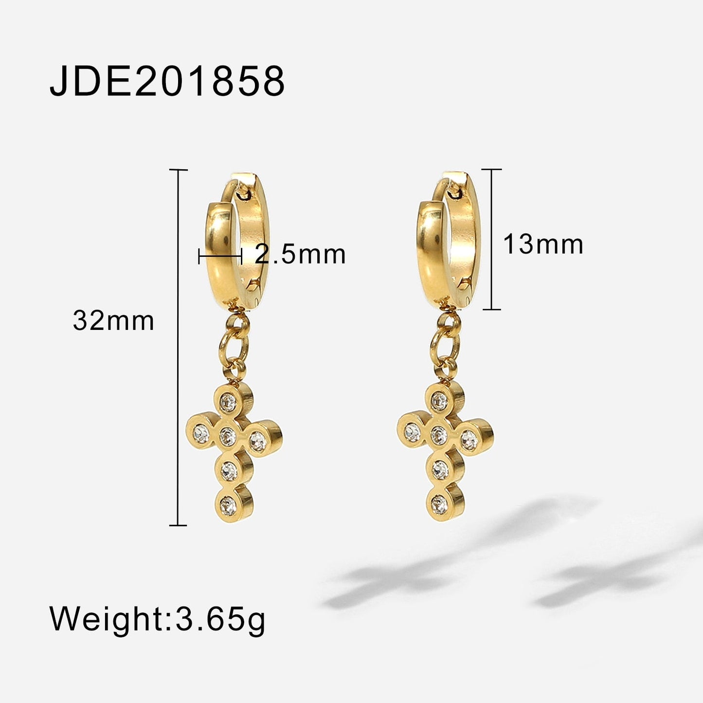 sengpan Vintage Style 14K PVD Gold Plated Cubic Zircon Cuff Earrings Jewelry Stainless Steel Crossed Hoop Earring for Women