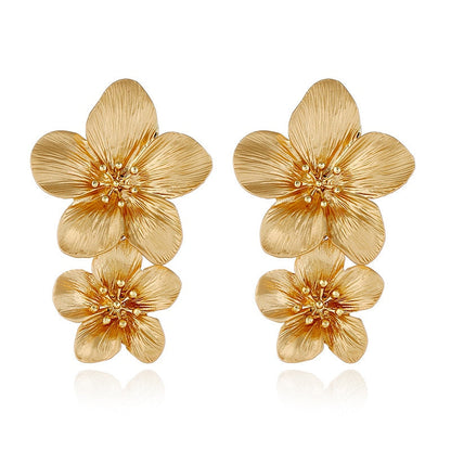 sengpan Double layer Flower Earrings for Women Wedding Party Boho Jewelry Statement Dangle Drop Big Earrings Boucle D'oreille Femme