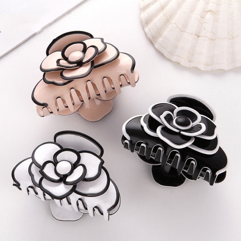 sengpan Acetate Camellia Hair Claw Clip Clamp For Women Girl Flower Handmade French Fashion Head Accessories Mujer Wholesale