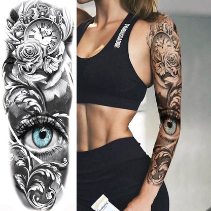 sengpan western jewelry for women Sexy Wolf Full Flower Arm Temporary Tattoo Stickers For Men Body Art Sleeve Tattoo Decals Girl Women Waterproof Tatoo Fox Legs