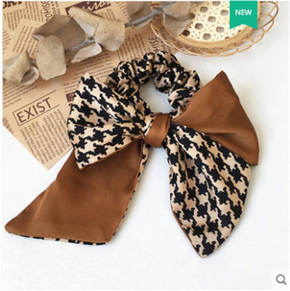 sengpan Plaid Scrunchies For Women Girl Elastic Hair Bands Ties Accessories Pitchwork Bow Knot Wholesale