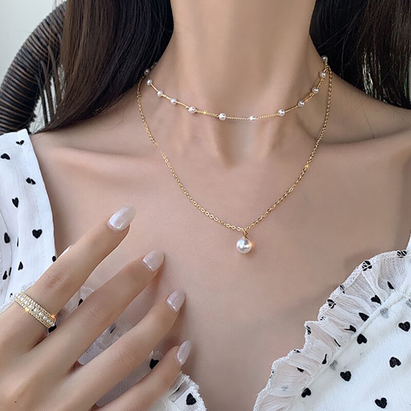 sengpan Vintage Multiayered Pearl Necklace For Women Fashion Golden Portrait Coin Pendant Thick Chain Necklaces Jewelry Gifts