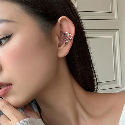 sengpan Punk Fairy Clip Earrings For Women Goth Irregular Flower Metal Ear Cuffs Unusual Design No Piercing Earrings Korean Fashion