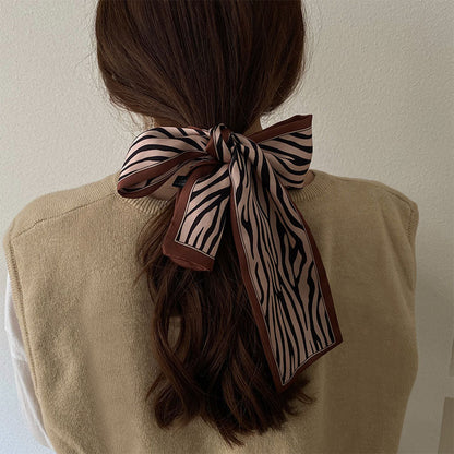 sengpan Silk Scarf Women Dot Zebra Striped Print Small Autumn Neck Scarf Office Lady HairBand Foulard Hand Kerchief Bag Accessories