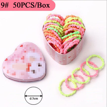 sengpan gifts for girls 50PCS/Box Mix 3CM Children's rubber band does not hurt hair girl hair ring female black baby Hairbead Hair tie girl  Korean cute