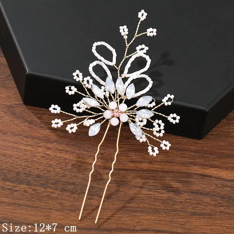 sengpan - Hair Pins Hair Accessories For Women Wedding Accessories Hair Clips Jewelry Pearl Rhinestone Flower Hair Clip Pins Headpiece