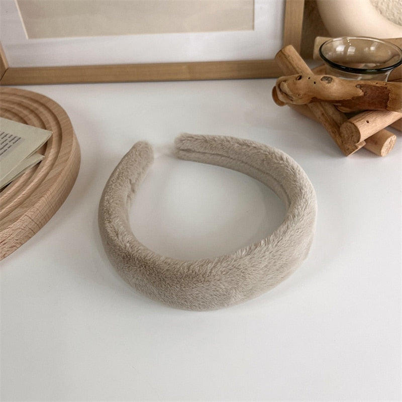 sengpan New Fashion Cute Female Bezel Head Sponge Headband for Women Girls Solid Thick Hair Hoop Hairband Plush Headbands