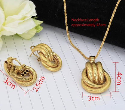 sengpan - Necklace Sets For Womens Wedding Jewellery Pendant Big Earrings Set Chunky Gold Plated Luxury Brands Fashion Ethiopian