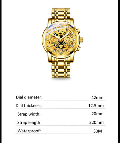 sengpan jewelry for men hot sale new Men’s Watches Tourbillon Rotating Window Top Luxury Brand Fashion Quartz Men Watch Waterproof Gold Steel Business Wristwatch