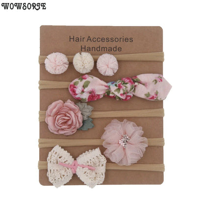 Lianfudai Baby Headbands Newborn hair Bows Kids Toddler headband Elastic Hair Band headwear children Girl Hair Accessories 5pcs/lot