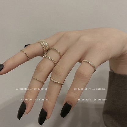 sengpan easter gifts for women 7pcs/set Hiphop Gold Silver Color Rings Set For Women Girls Punk Geometric Simple Finger Rings Trend Jewelry Party