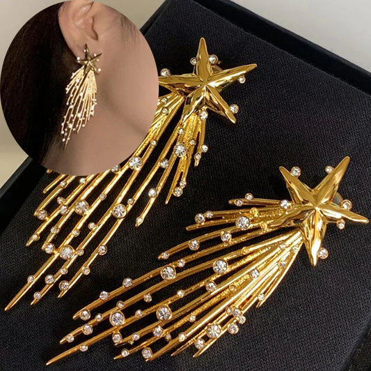 Lianfudai Exaggeration Fashion Big Star Dangle Drop Earrings For Women Ladies Statement Pendant Earrings 2024 New Pendientes