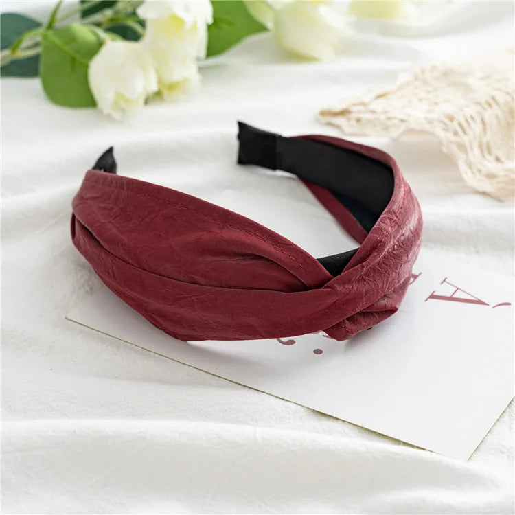 Lianfudai 2024 Non-slip Resilience Retro Suede Solid Wide Headband Hair Band Hoop Bezel Women Girls Hairbands Hair Accessories Headwe