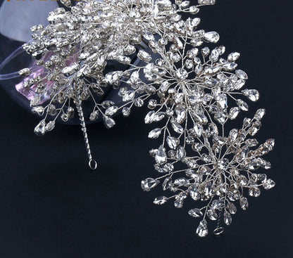 sengpan A335 Handmade Wedding Headband Silver Rhinestone Headpiece Baroque Bridal Headwear Crystal Wedding Hair Accessories Bride Crown