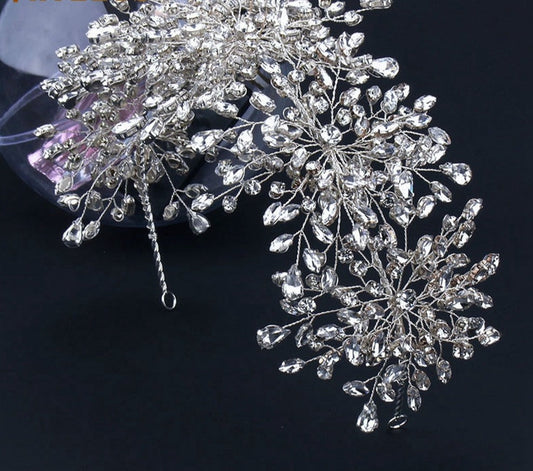 sengpan A335 Handmade Wedding Headband Silver Rhinestone Headpiece Baroque Bridal Headwear Crystal Wedding Hair Accessories Bride Crown