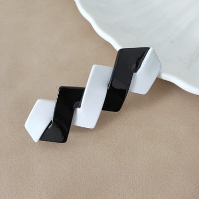 sengpan Barrette For Women Girl Acrylic Hair Clip Hairpin Bow Knot Black White Head Accessories Wholesale