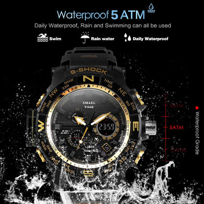 sengpan Orange Sport Digital Quartz Watch Men 50m Waterproof Luminous LED Display Wristwatch Auto Date Electronic Watches Man 1531