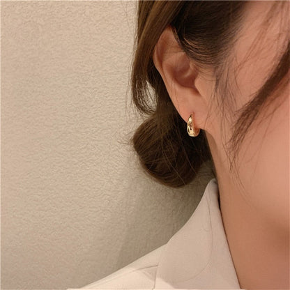 sengpan Classic Style Small Hoop Earrings for Women Simple Design Exquisite Young Girl Gift Wedding Accessories Beautiful Jewelry