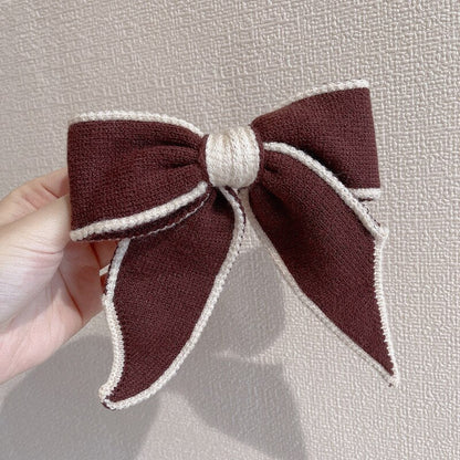 sengpan Barrette for Women Girl Hair Accessories Fashion Fabric Big Bow Knot Striped Hair Clip Hairpin Autumn Winter Wholesale