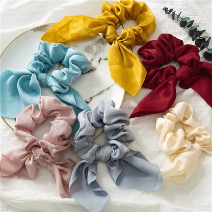 sengpan fall hair ideas hoco hair ideas updo hairstyle New Chiffon Bowknot Elastic Hair Bands For Women Girls Solid Color Scrunchies Headband Hair Ties Ponytail Holder Hair Accessorie